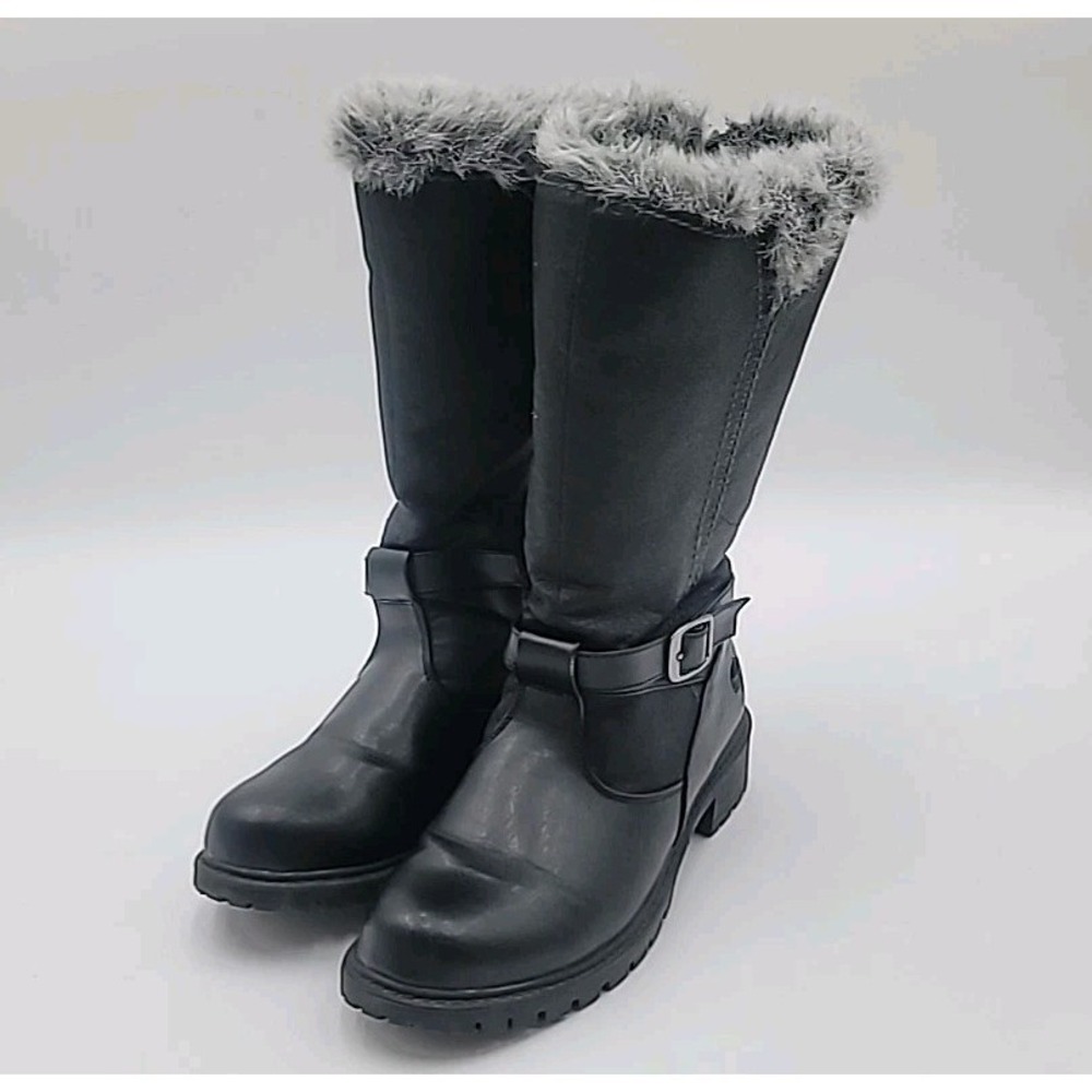 Totes Women's Black Faux Lined Snow‎ Winter Boots Full Length Zipper Size 8M